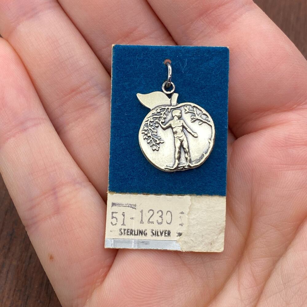 Vintage Griffith 925 Sterling Silver Adam Garden of Eden Apple Pendant Charm